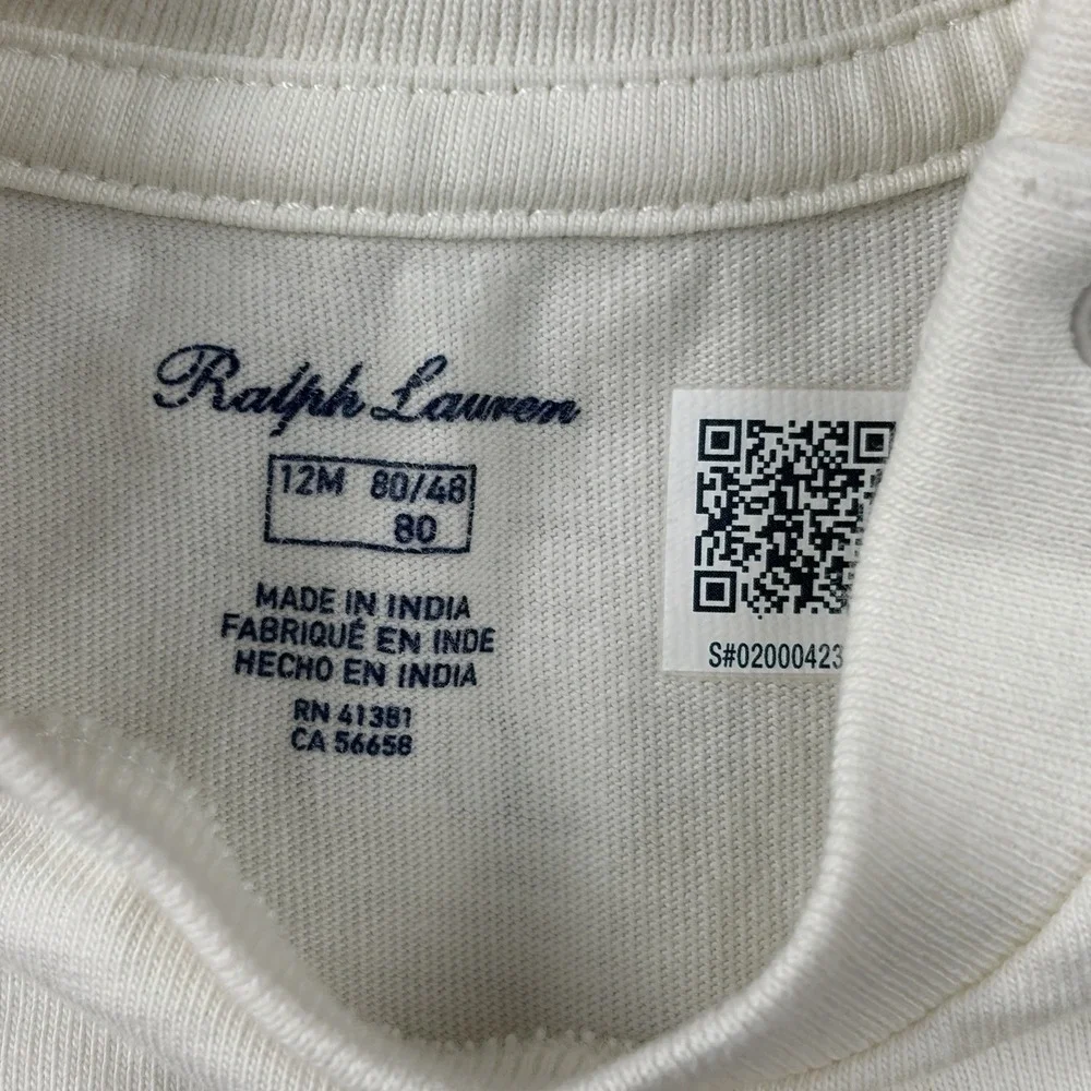 Ralph Lauren Polo Bear Shirt Baby 12M White Naval Jeep Graphic Boys Girls